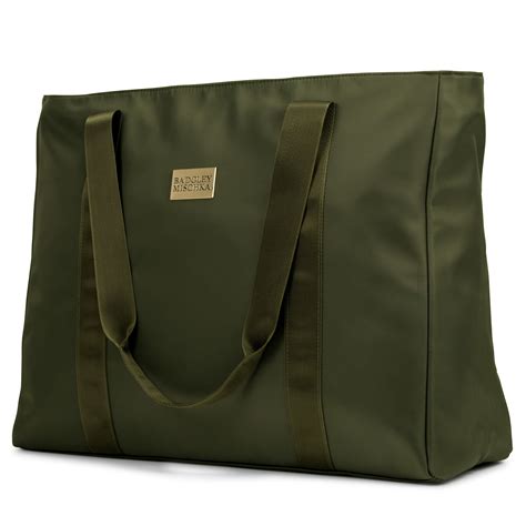 olive green nylon tote bag